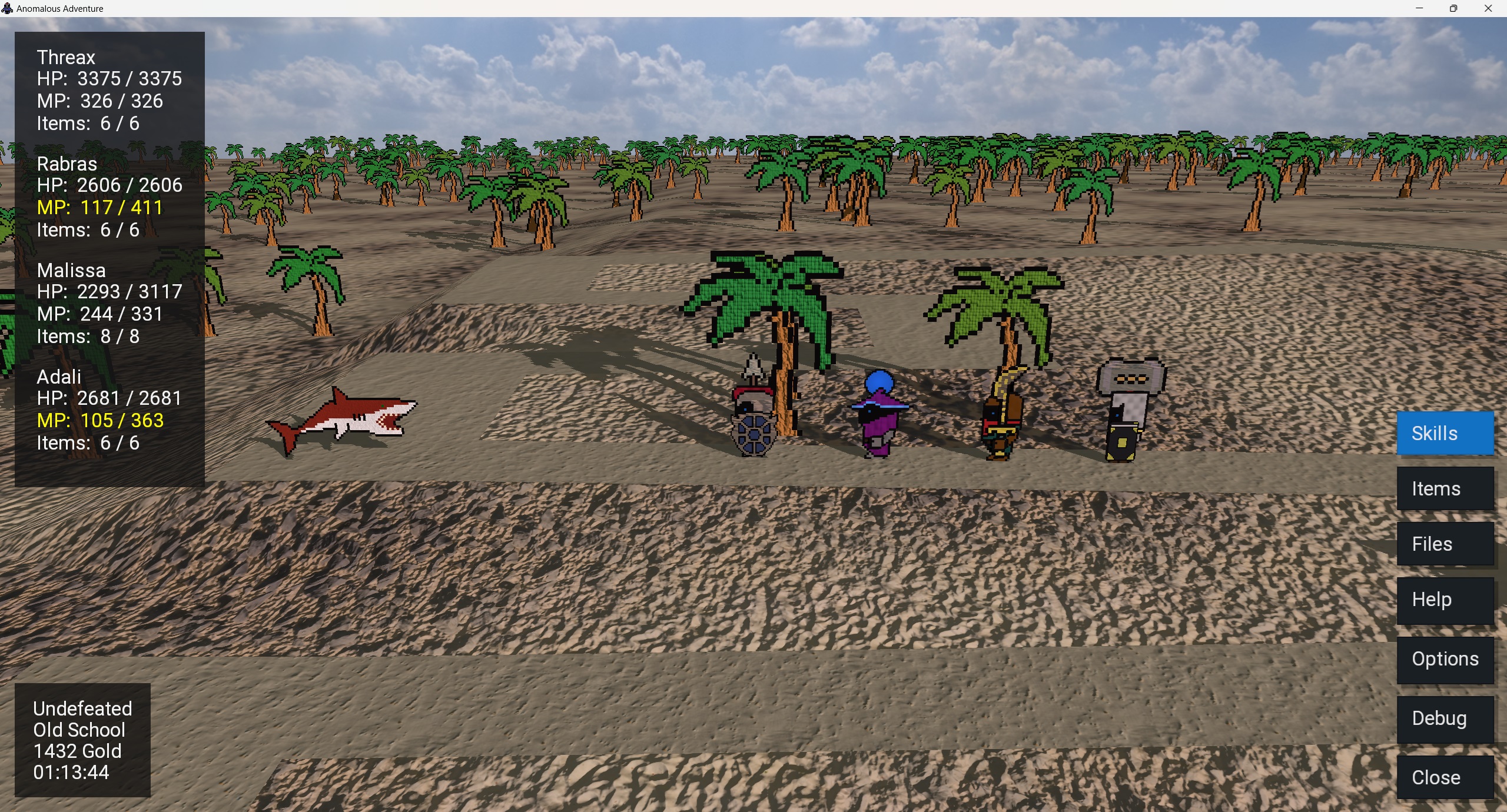 A screenshot of the game Anomalous Adventure featuring the characters on a beach-themed level.