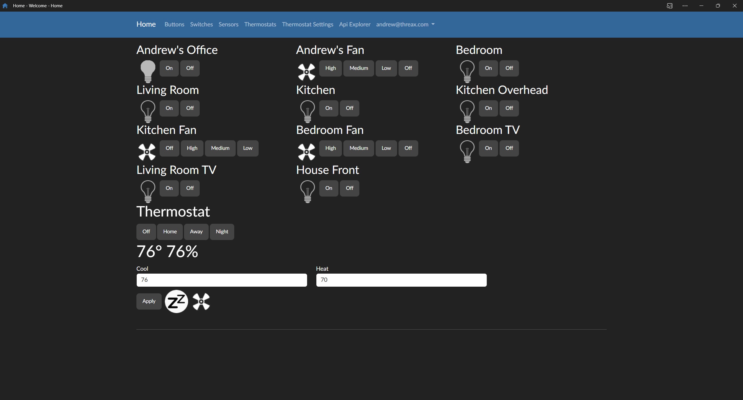 A screenshot of the Threax.Home application.
