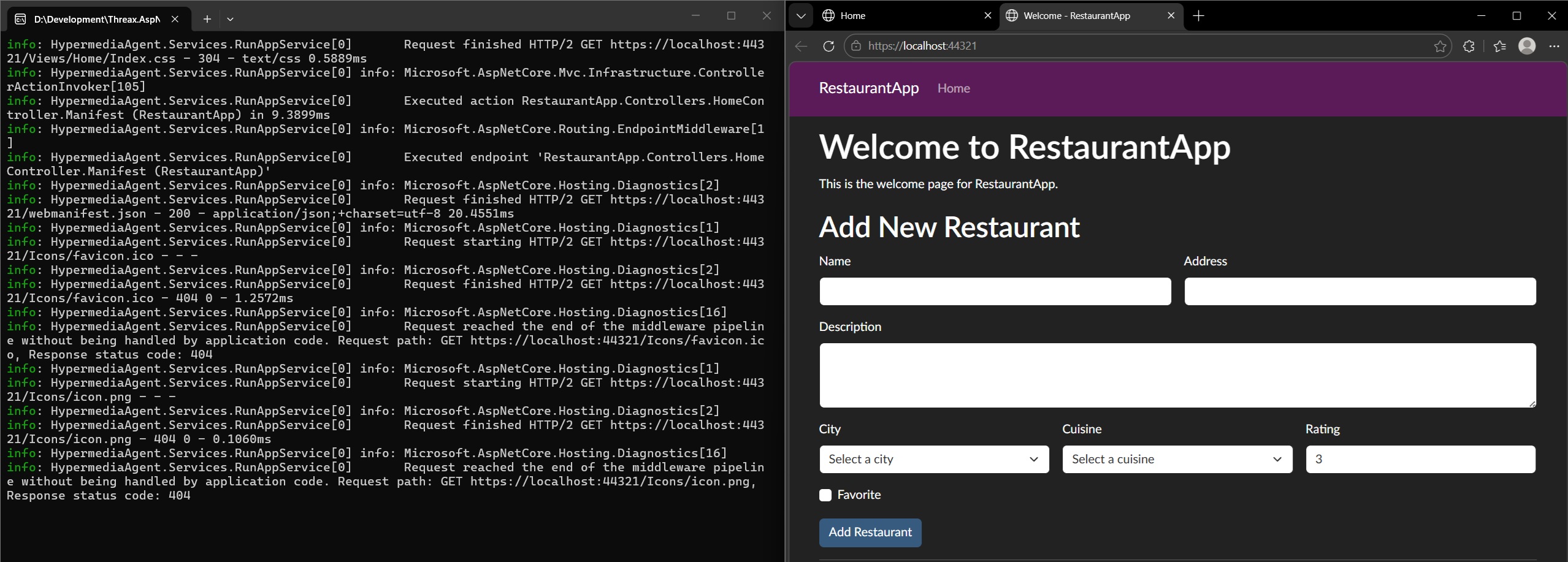 A screenshot of a hypermedia request.