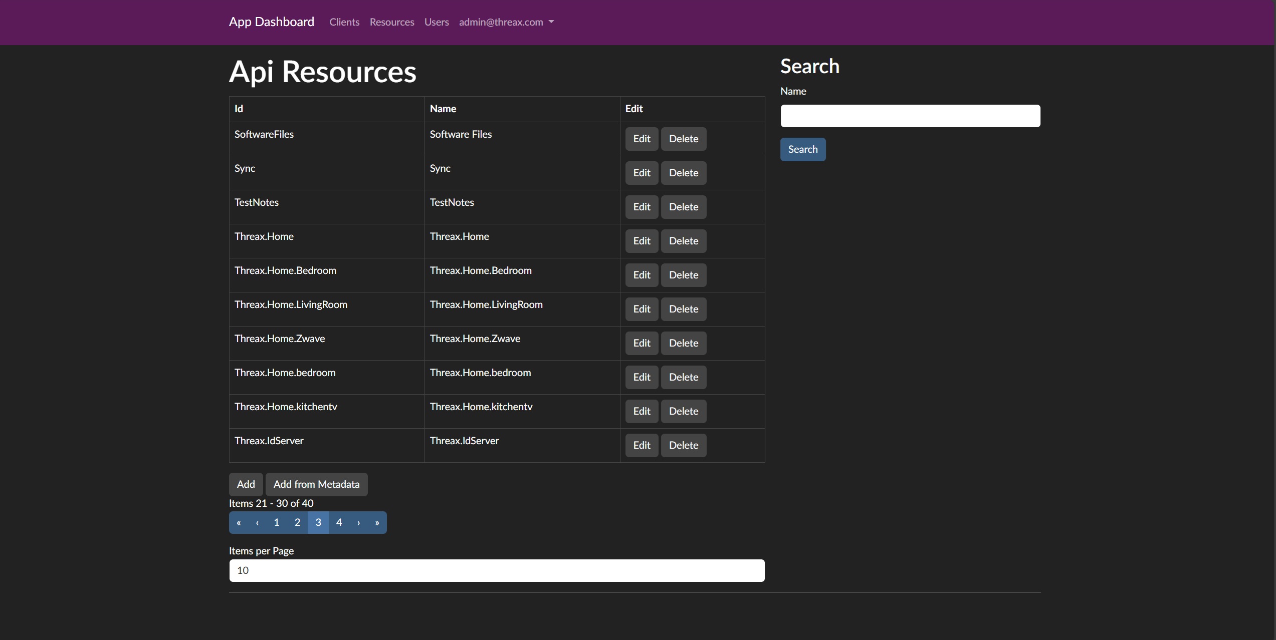 A screenshot of the Id Server configuration page.