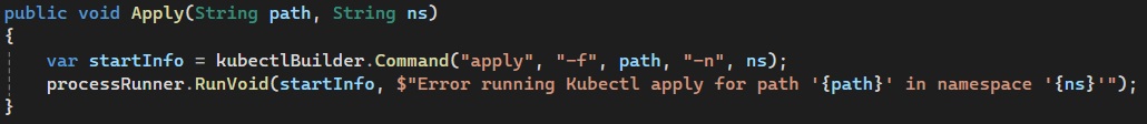 A screenshot of ProcessRunner example code.